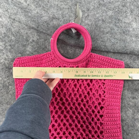 Shiraleah Chicago Bag Pink Jezabelle Tote Purse Crochet Knit Lined Beach NEW - Picture 8 of 9